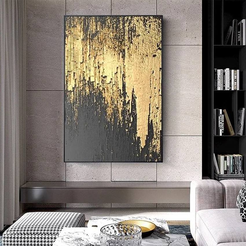 dropshipping Home Decor Modern Abstract Nordic Pictures Wall Art Canvas 3d Gold Foil Texture Hand Made Oil Painting