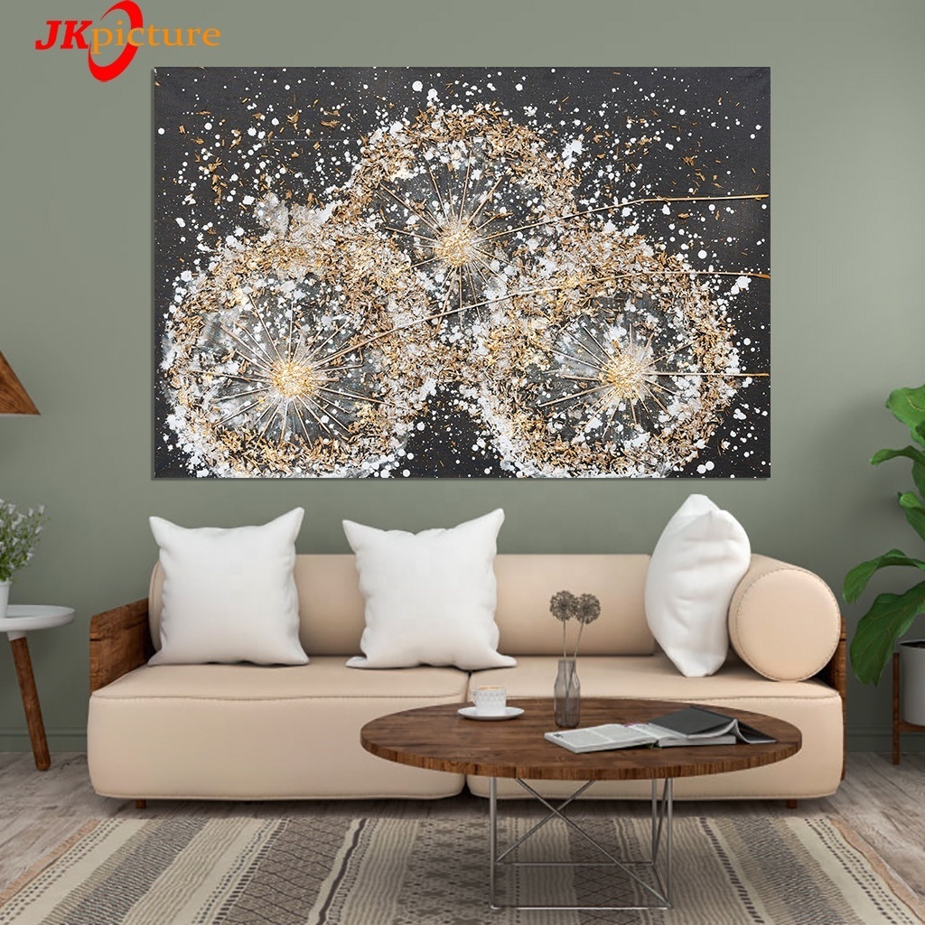 Jiekai original Abstract dandelion Oil Painted Canvas   design  hand-painted flowers texture painting   canvas wall art