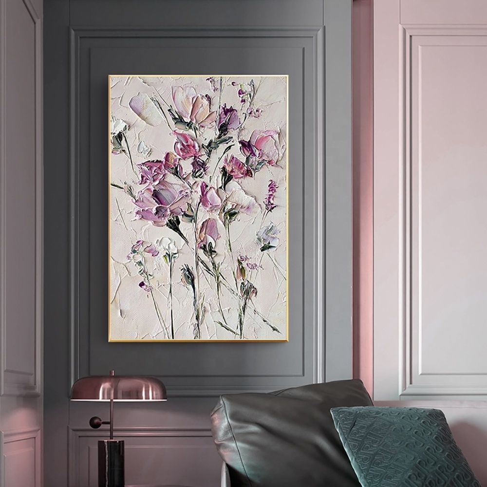 New Design Abstract Flowers Oil Painting 3D Canvas Painting Floral Art Textured Acrylic Artwork Craft Home Decor Dropshipping