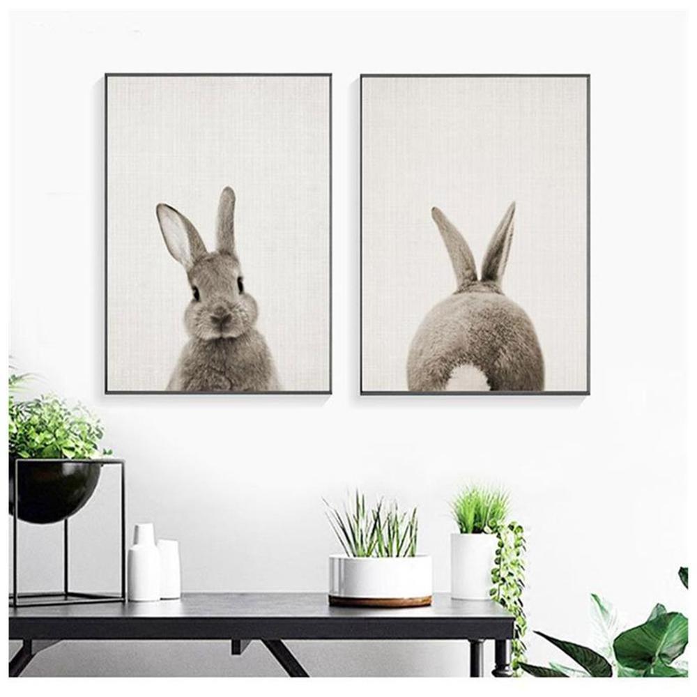 Black White Animal Rabbit Tail Canvas Art Print  Nursery  Kids Room Decor wall picture painting art,art painting