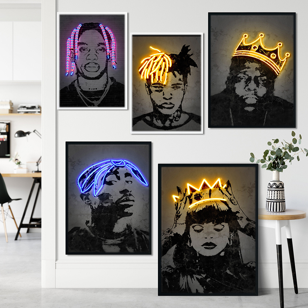 Neon Art Poster Fashion Graffiti Music Movie Basketball Star Canvas Painting Animal Pictures Perfume Prints