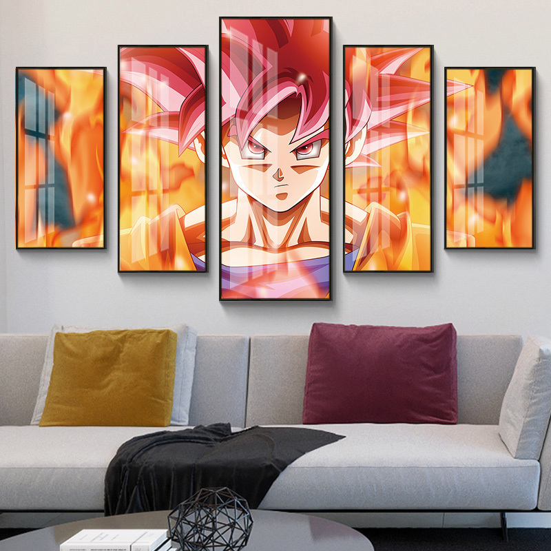 HD Prints 5 Pieces Dragon Ball Goku Anime Cartoon Abstract Pictures large wall art canvas print