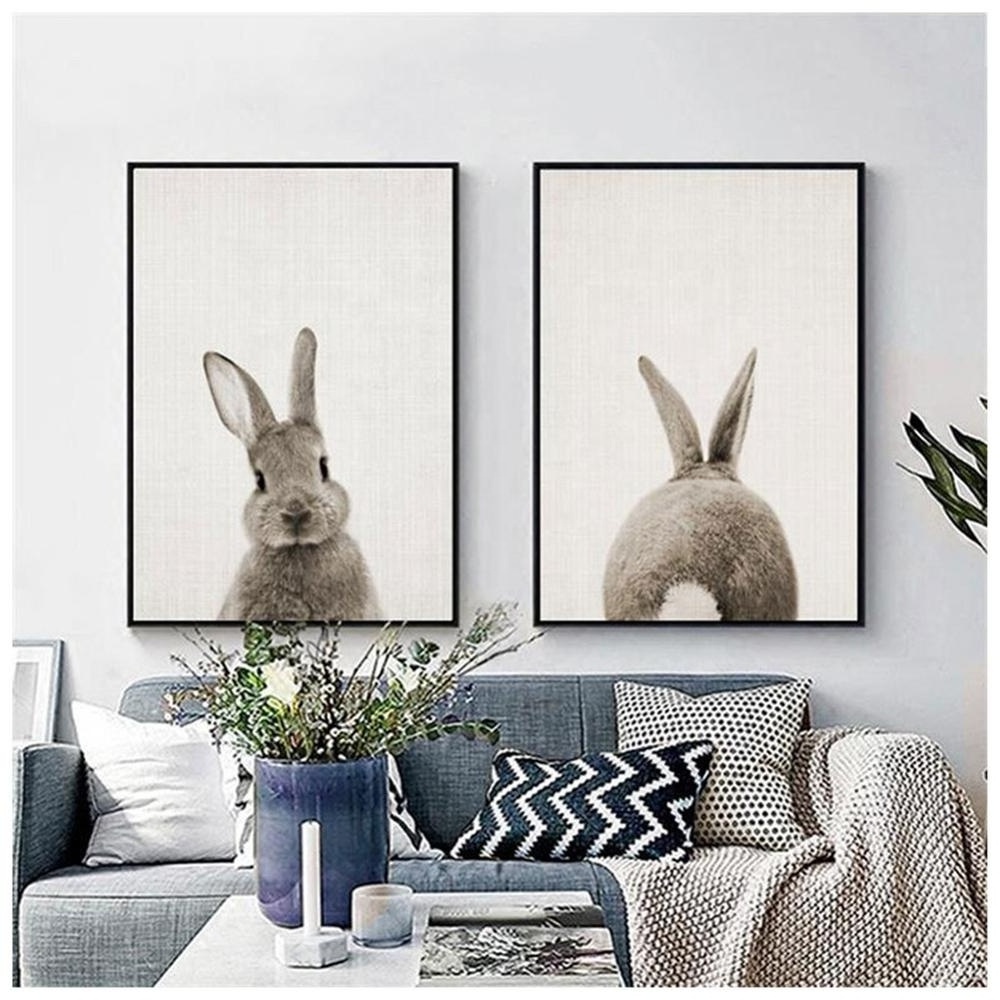 Black White Animal Rabbit Tail Canvas Art Print  Nursery  Kids Room Decor wall picture painting art,art painting