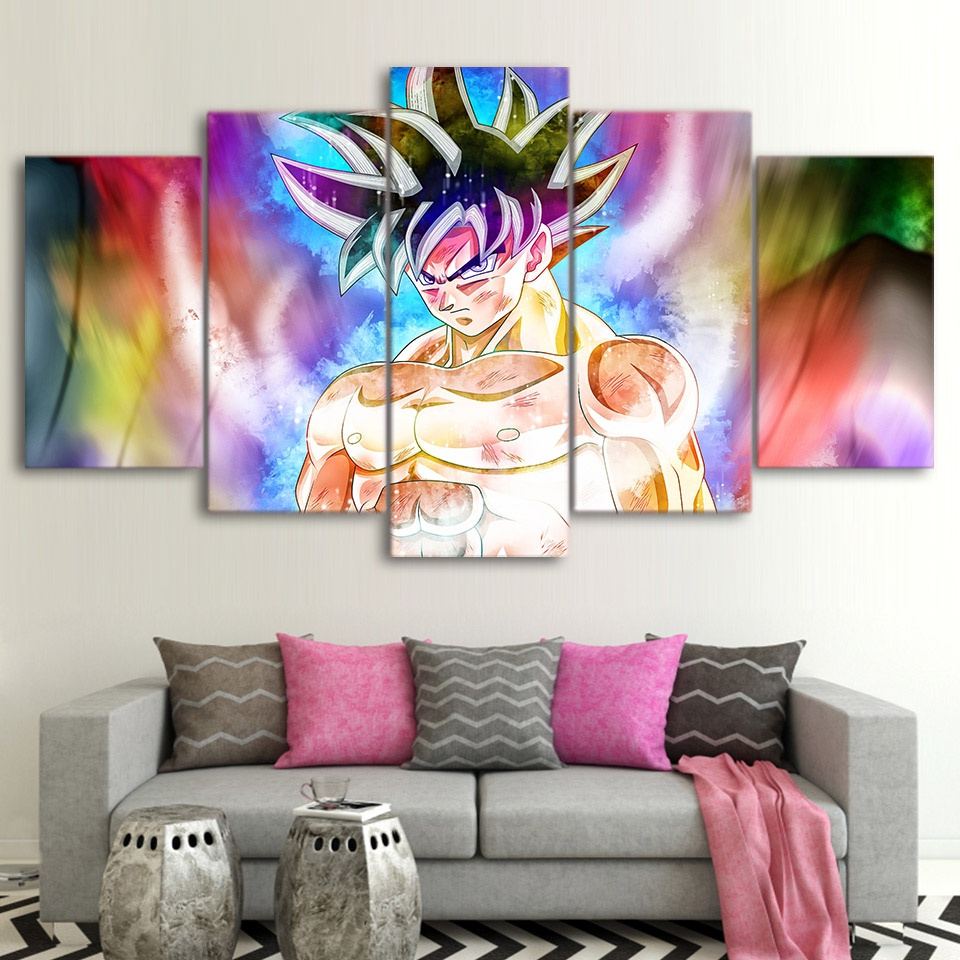 HD Prints 5 Pieces Dragon Ball Goku Anime Cartoon Abstract Pictures large wall art canvas print