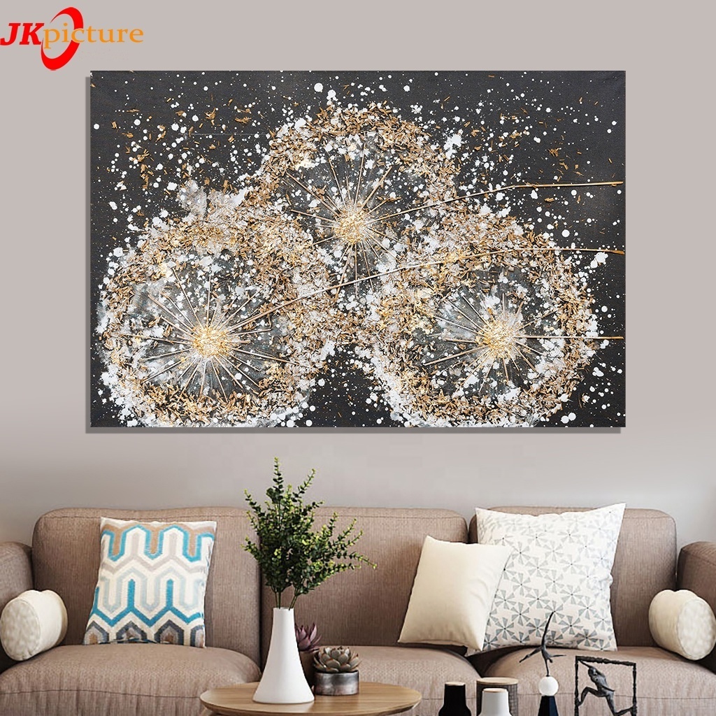 Jiekai original Abstract dandelion Oil Painted Canvas   design  hand-painted flowers texture painting   canvas wall art