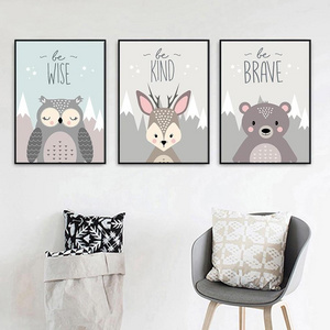 New Lovely Cartoon Fox Owl Deer Nordic Canvas Painting Art Print Poster Picture Wall Baby Room Children Bedroom Home Decoration