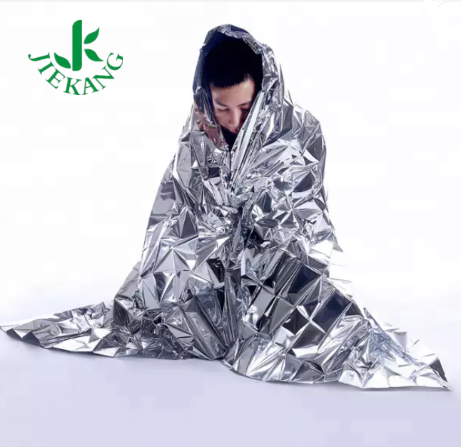 Jiekang Medical Equipment First Aid Supplies Logo Printing Fireproof Foil Emergency Mylar Space Rescue Thermal Survival Blanket