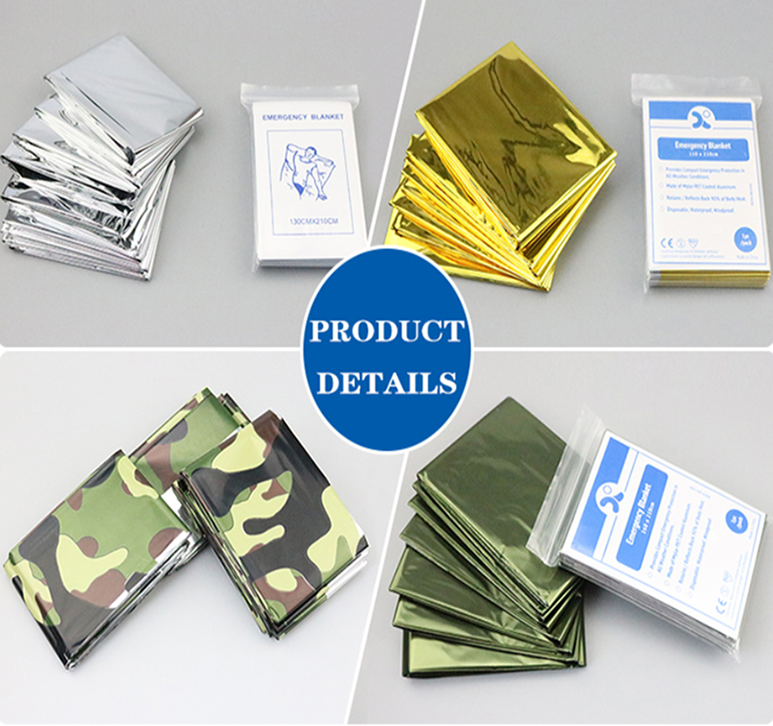 Emergency Thermal Blankets Silver Golden Highly Reflective Mylar Film Covering Sheets Foil Space Blanket For First Aid