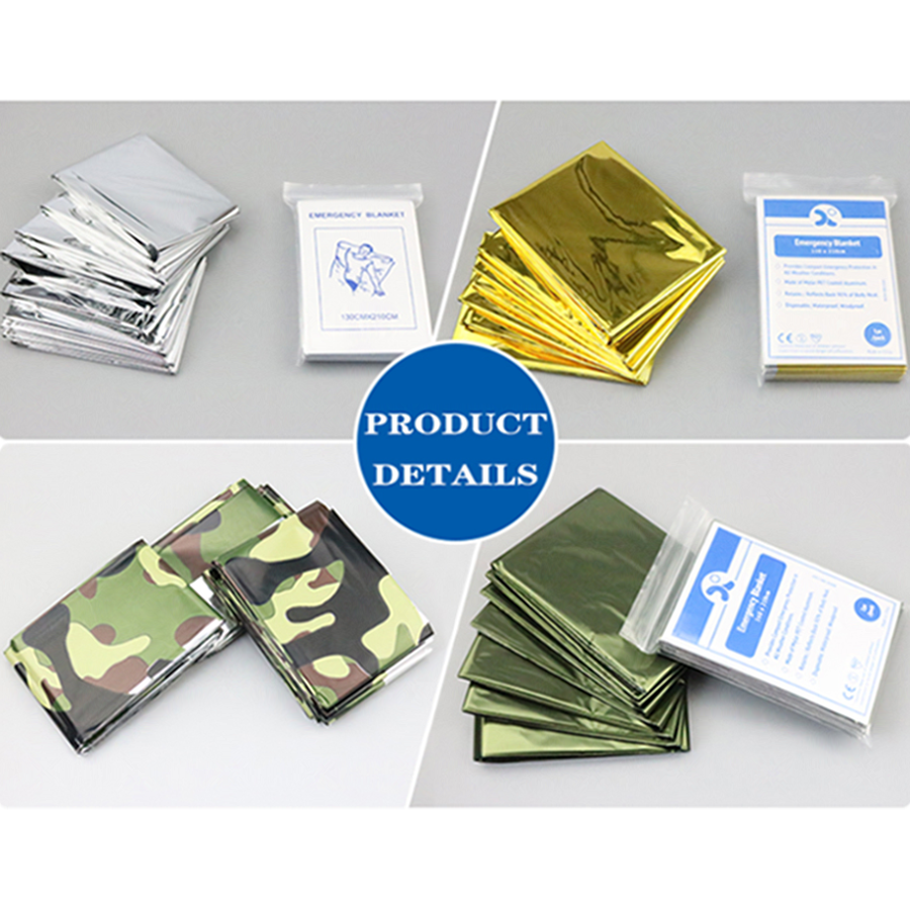 Emergency Blanket Outdoor Survival First Aid Rescue Kit Windproof Waterproof Foil Thermal Blanket for Camping Hiking