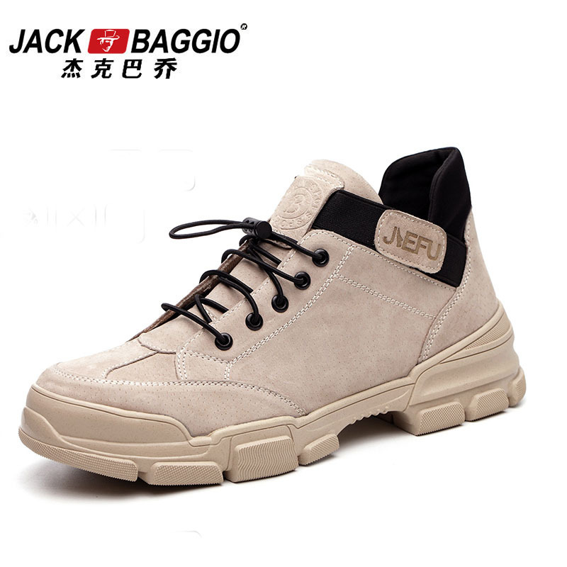 Nubuck Leather Fashion Young Outdoor Anti-skid Lace Breathable Steel Tip Work Boots