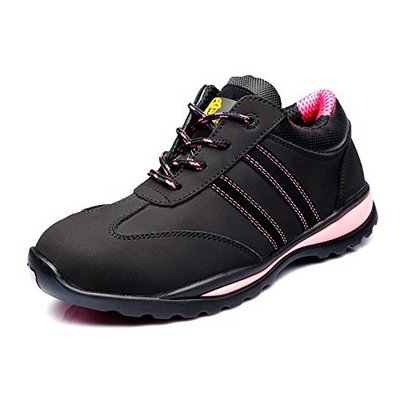 JACKBAGGIO Women safety shoe leather shoes Steel Toe Work shoes Non-Slip Puncture-Proof Anti-smash Sneakers