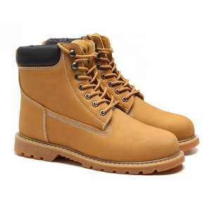 Yellow nubuck leather Composite toe-cap Best serve safety shoes Shandong supplier ,Lightweight safety cheap men work boots