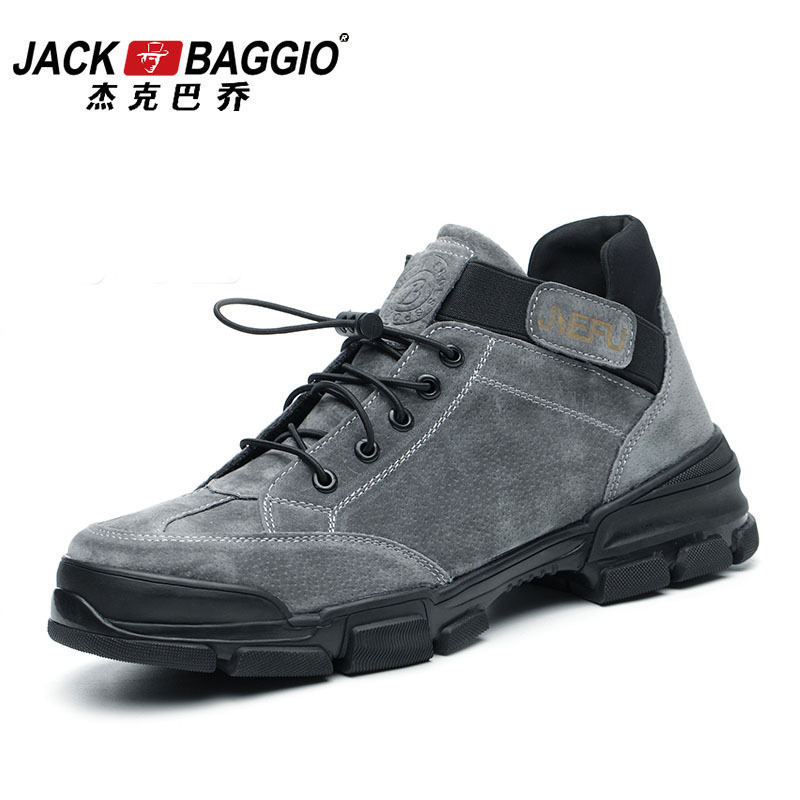 Nubuck Leather Fashion Young Outdoor Anti-skid Lace Breathable Steel Tip Work Boots