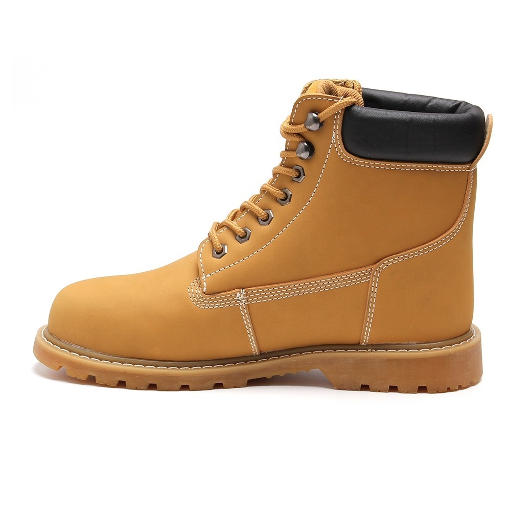 Yellow nubuck leather Composite toe-cap Best serve safety shoes Shandong supplier ,Lightweight safety cheap men work boots