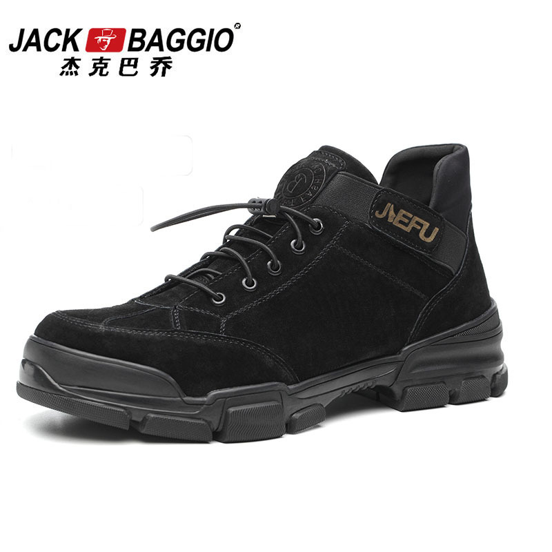 Nubuck Leather Fashion Young Outdoor Anti-skid Lace Breathable Steel Tip Work Boots