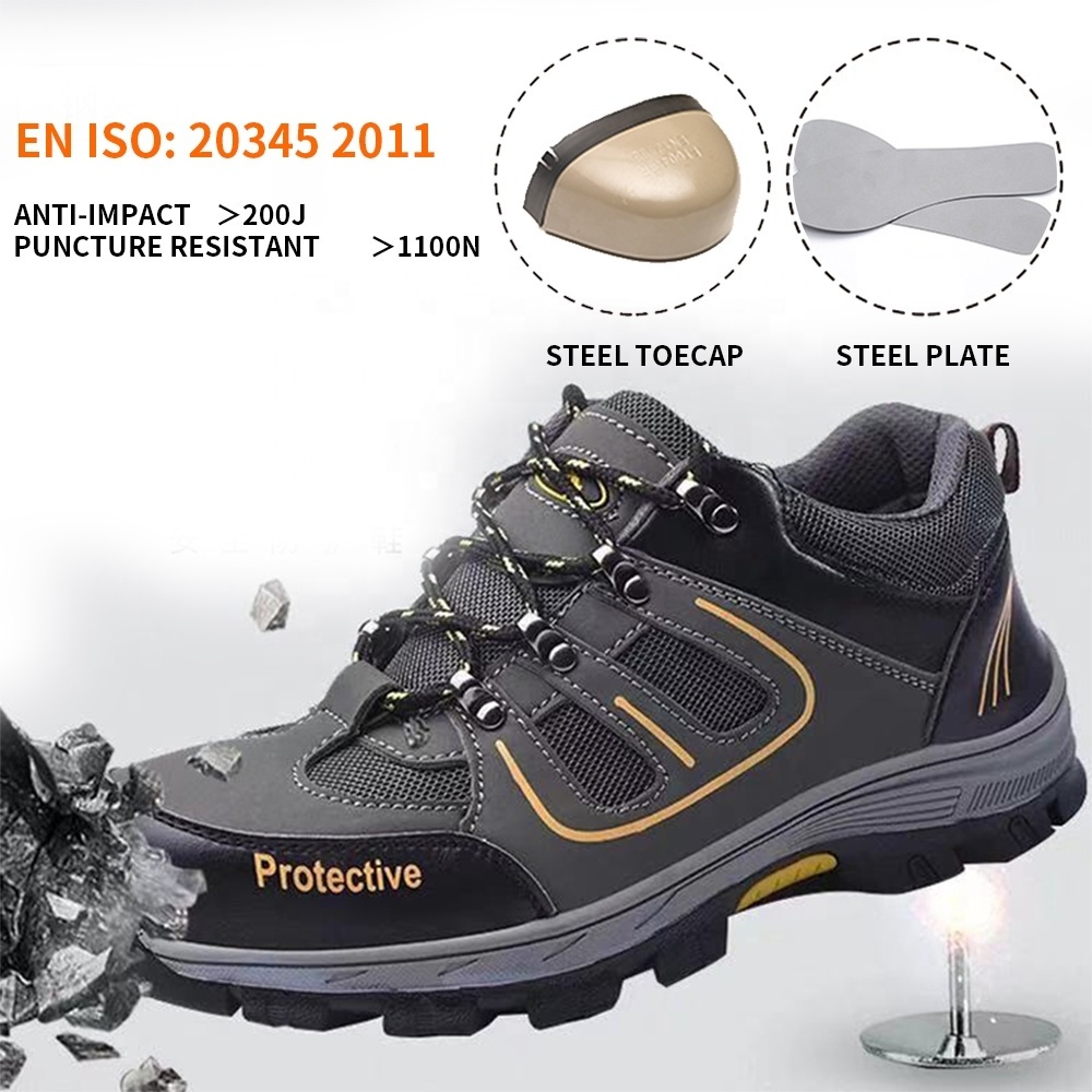 Safety toe Emhossed Genuine Leather  Mesh Work Shoes CE Approved Cheap Safety Shoes Construction china safety shoes