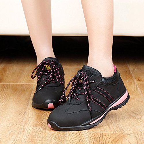 JACKBAGGIO Women safety shoe leather shoes Steel Toe Work shoes Non-Slip Puncture-Proof Anti-smash Sneakers