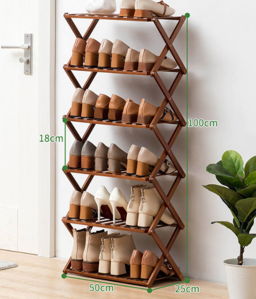 Simple multi-layer shoe cabinet for storing shoes on household door shelf Solid wood special shoe rack