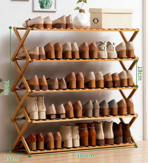 Simple multi-layer shoe cabinet for storing shoes on household door shelf Solid wood special shoe rack