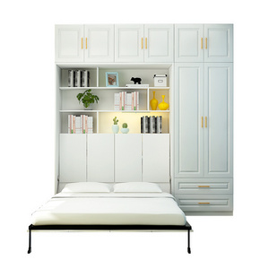 Invisible bed wardrobe integrated multifunctional small family folding bed wall bed multi space study wardrobe integrated