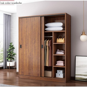 Modern simple household bedroom rental room with solid wood storage wardrobe