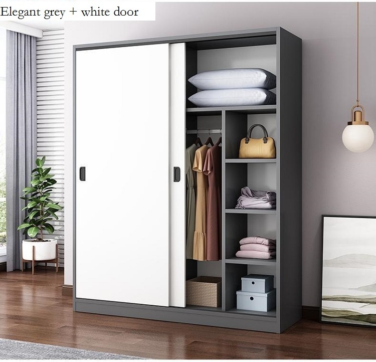 Modern simple household bedroom rental room with solid wood storage wardrobe