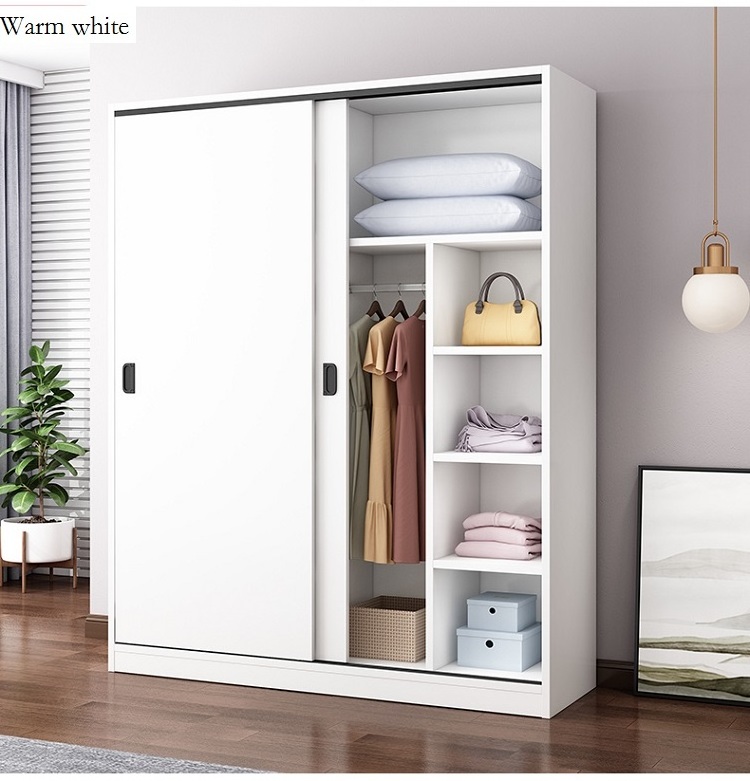 Modern simple household bedroom rental room with solid wood storage wardrobe