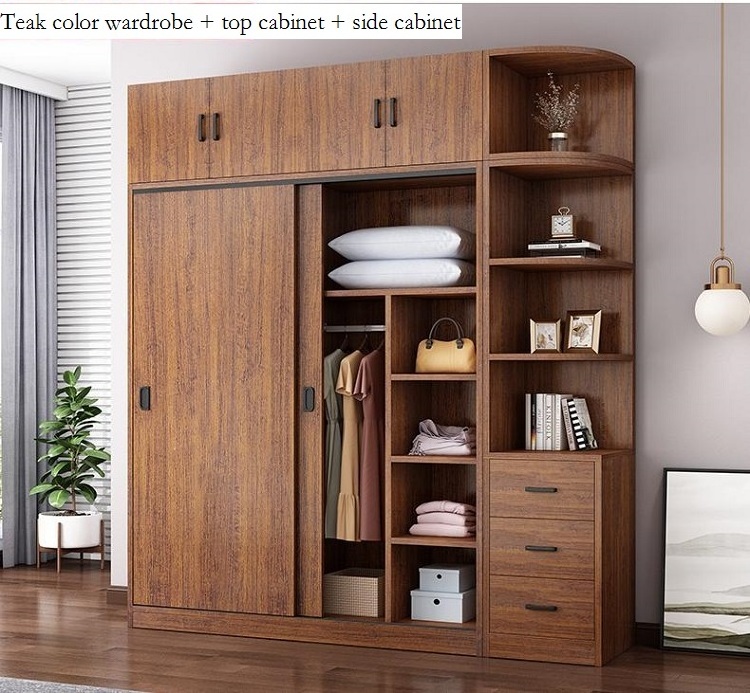 Modern simple household bedroom rental room with solid wood storage wardrobe