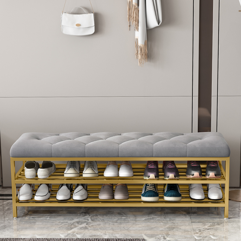 Light luxury shoe stool home Nordic door soft bag cushion shoe cabinet can sit long stool modern shoe rack