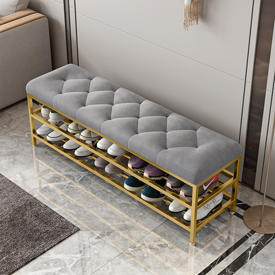 Light luxury shoe stool home Nordic door soft bag cushion shoe cabinet can sit long stool modern shoe rack