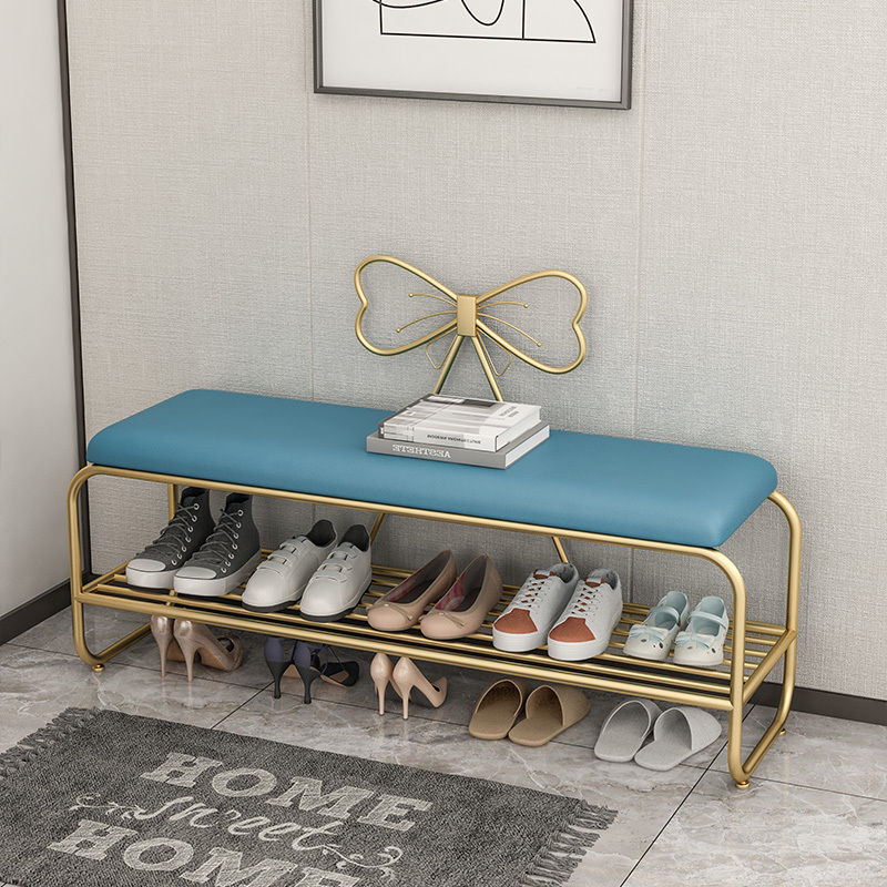 Light luxury shoe stool home Nordic door soft bag cushion shoe cabinet can sit long stool modern shoe rack