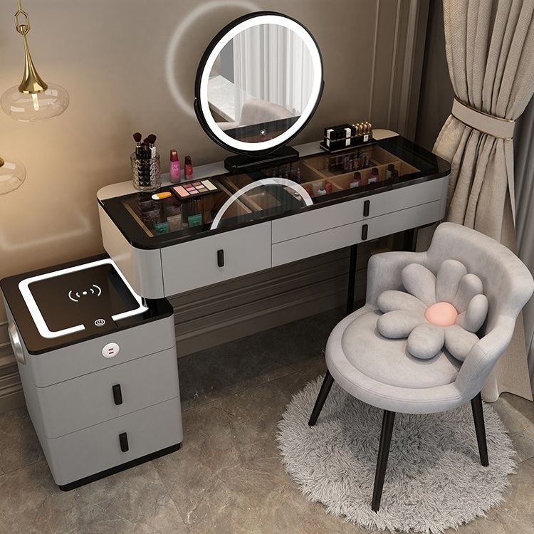 Smart Dresser Wireless Charging Light Luxury Nordic Bedroom Makeup Table Modern Simple Multi-functional Princess Dressing Table