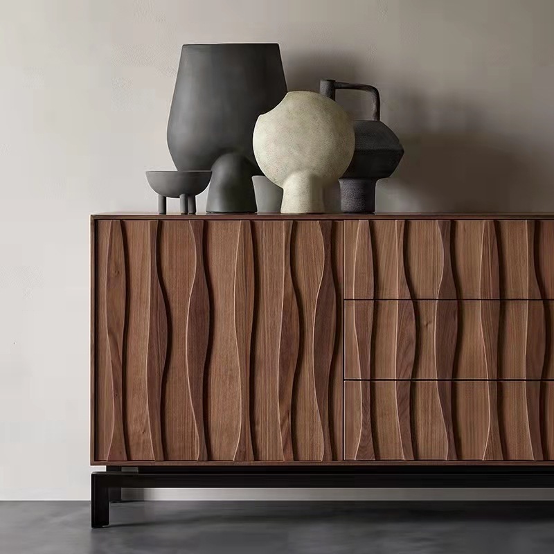 Nordic modern simple bedroom living room solid wood storage sideboard