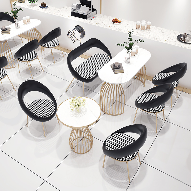 Milk tea shop table and chair combination dessert burger shop simple and fresh dining furniture coffee shop booth sofa