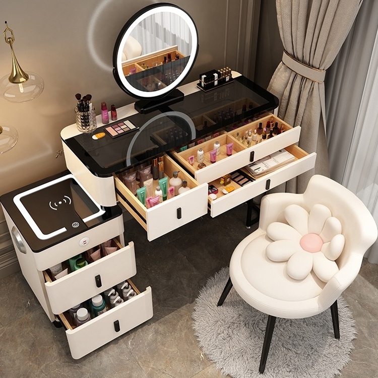 Smart Dresser Wireless Charging Light Luxury Nordic Bedroom Makeup Table Modern Simple Multi-functional Princess Dressing Table