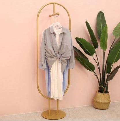 Clothing store personality hanging shelf gold clothes display stand Women's clothing store hanger display shelf Coat rack