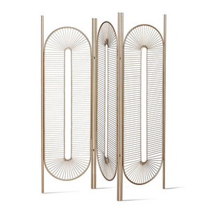 Light luxury Copenhagen simple style golden wrought iron mobile folding room divider screen