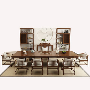 New Chinese modern simple living room office solid wood tea table and chair combination