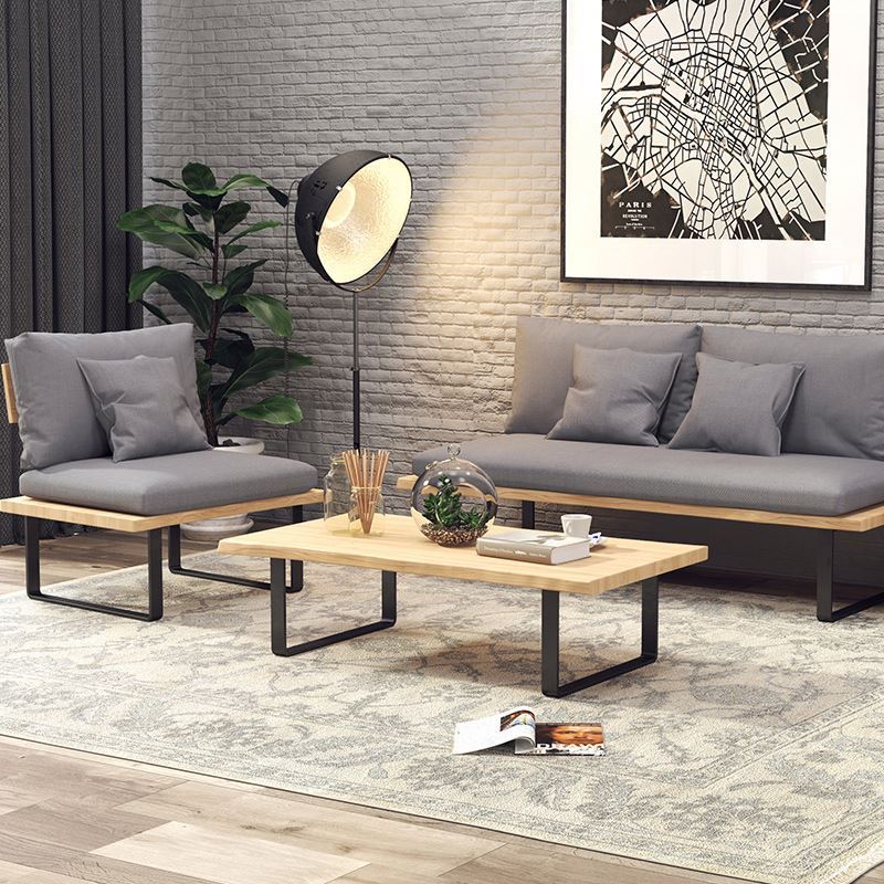 Hotel Living Room Furniture Hotel Light Luxury Wrought Black Metal Frame Fabric Cushion Latest Sofa Sets