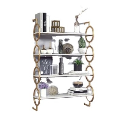 Simple Multilayer Wrought Iron Ledge Metal Rack Wrought Iron Log Rack Black Gold Wall Decorative Shelf