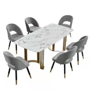 Italian light luxury marble dining table and chair combination extremely  small house type  plate rectangular h