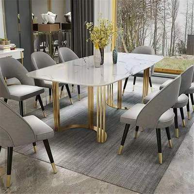 Italian light luxury marble dining table and chair combination extremely  small house type  plate rectangular h