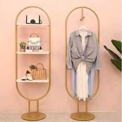 Clothing store personality hanging shelf gold clothes display stand Women's clothing store hanger display shelf Coat rack