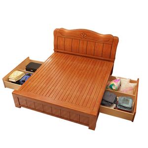 Modern simple solid wood Chinese bed master bedroom guest bedroom storage bed