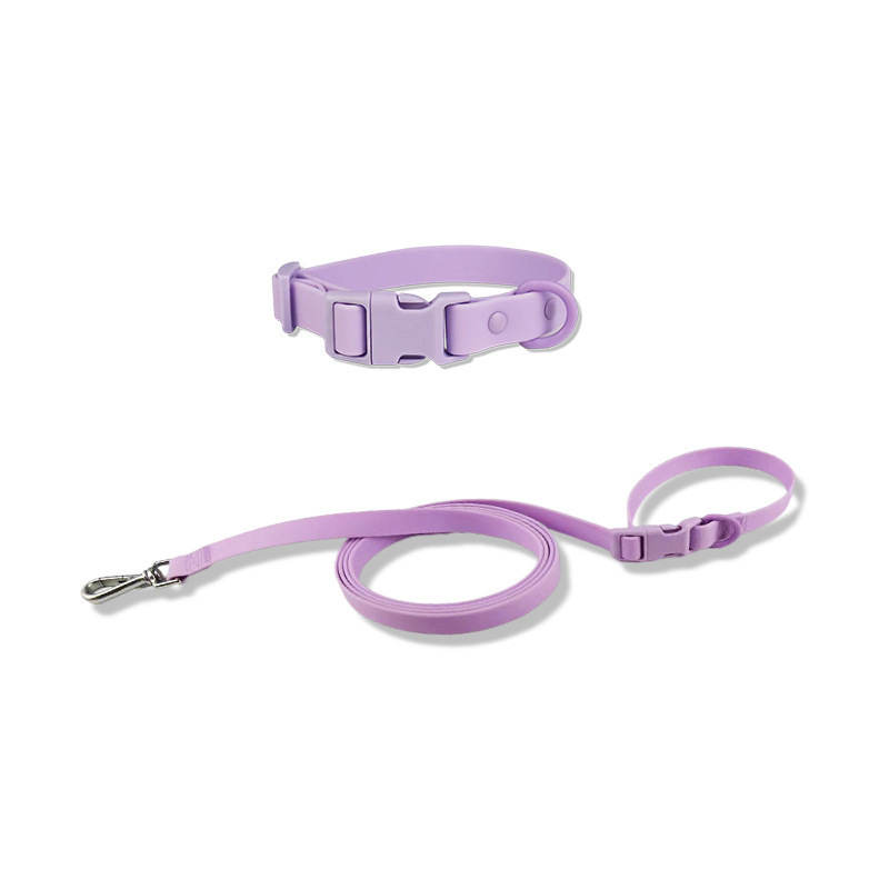 Custom Logo color PVC Dog Collar Silicone Waterproof Dog Collars and Handfree Leash Set