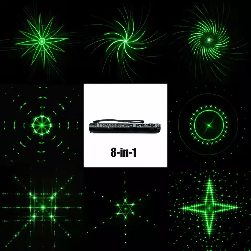 New 303 Laser 6-in-1 8-in-1 High Quality Rechargeable Red Blue Purple Green Laser pointer 303