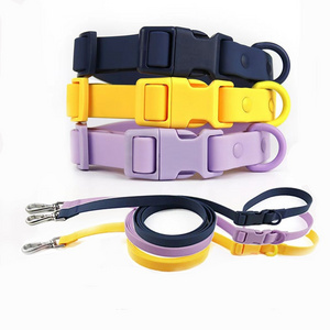 Custom Logo color PVC Dog Collar Silicone Waterproof Dog Collars and Handfree Leash Set