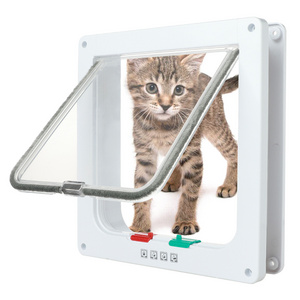 Cat Door 4 Way Locking Cat Flap Door for Interior Exterior Doors Pet Doors for Cats & Doggie Suitable for Window & doo