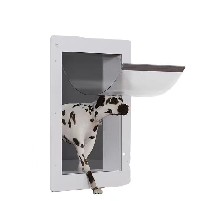 Pet aluminum alloy silent double-layer automatic door can control the direction of entry and exit, indoor cat door and dog door