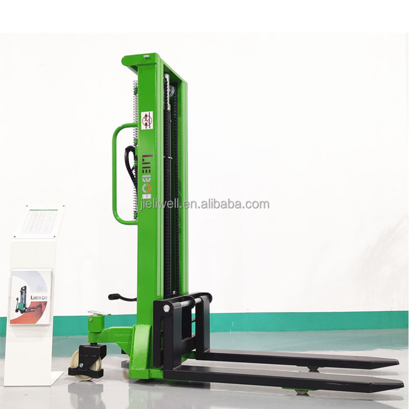 LIEBO hand Manual pallet operated stacker hydraulic 1 ton 1.6m lifting pallet stacker forklift